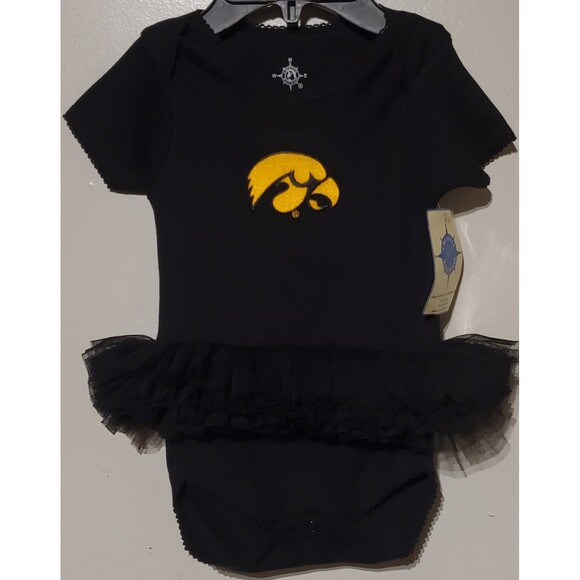 Black Iowa Hawkeyes Infant 6-9 Month Tutu Bodysuit One Piece Embroidered NWT - Picture 1 of 7